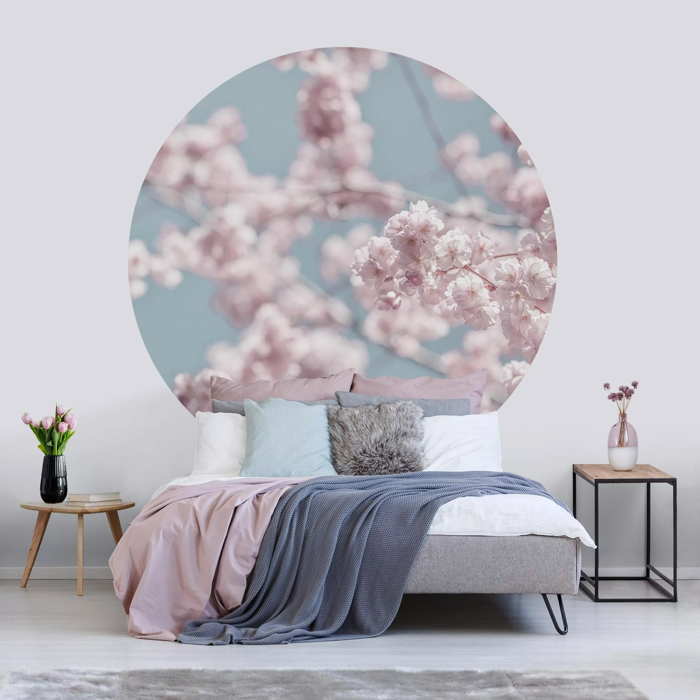 Runde Tapete selbstklebend Kirschblütenparty günstig online kaufen