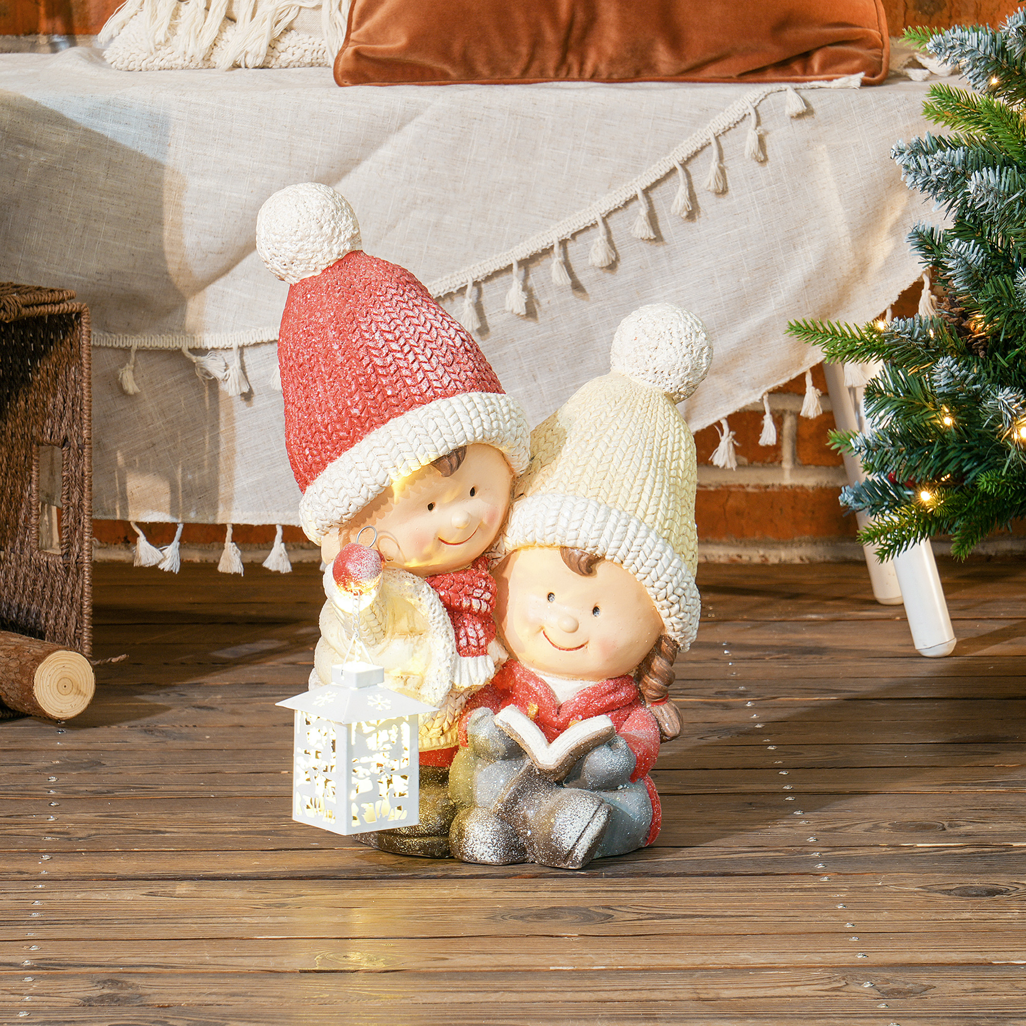 HOMCOM Weihnachtsdeko Figur, Weihnachtswichtel mit Buch und Laterne, 45 cm günstig online kaufen