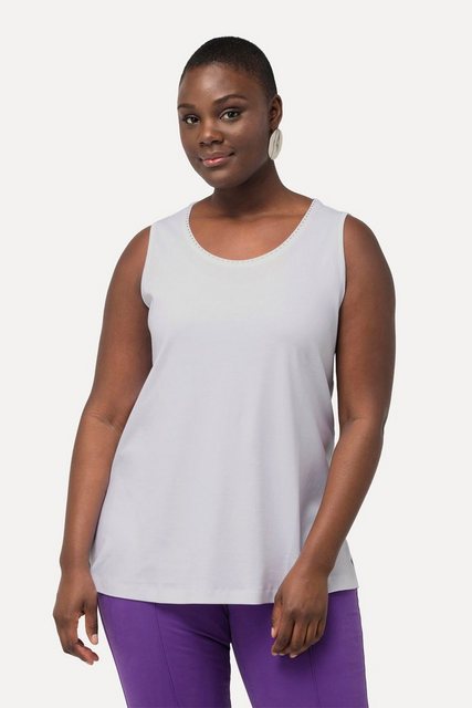 Ulla Popken Longtop Pima Cotton-Top A-Linie Rundhals ärmellos günstig online kaufen