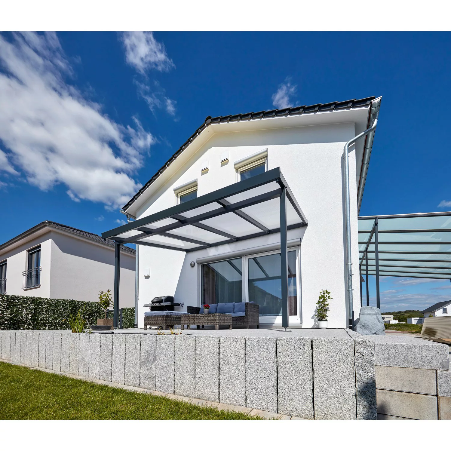 Terrassenüberdachung Premium (BxT) 410 cm x 406 cm Anthrazit Acryl Klima Bl günstig online kaufen