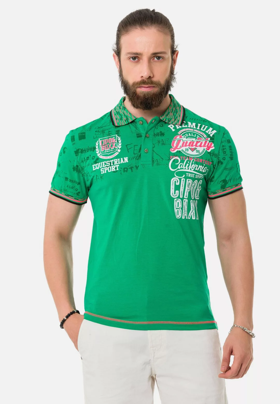 Cipo & Baxx T-Shirt "Poloshirt", mit stylischem Print günstig online kaufen