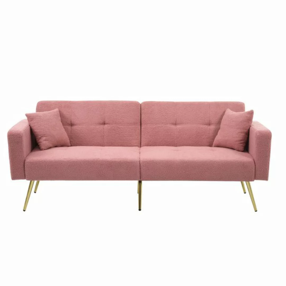 Gotagee Sofa mit Bettfunktion Schlafsofa mit Kissen goldenen Beinen Rosa günstig online kaufen