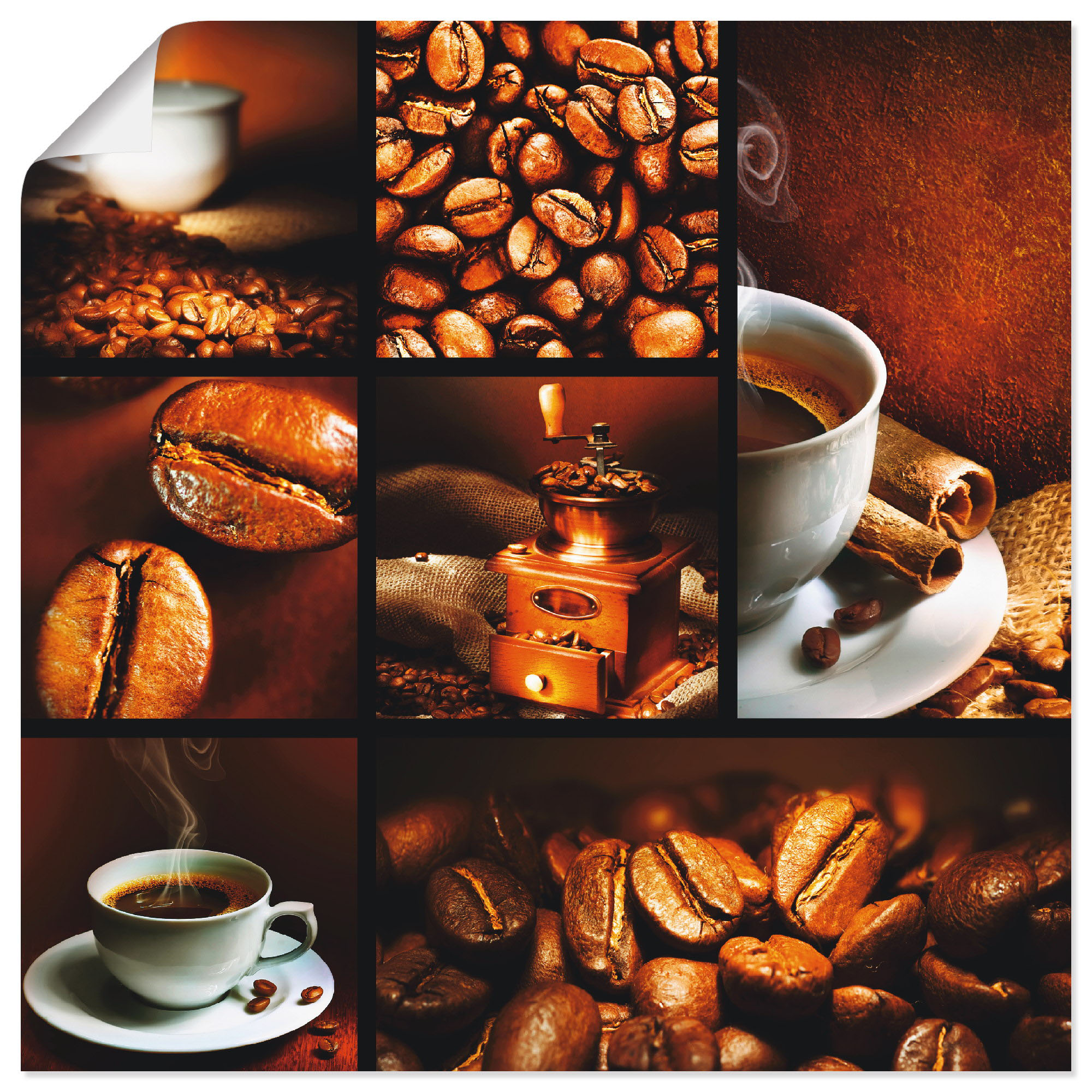 Artland Wandbild "Kaffee Collage", Getränke, (1 St.), als Leinwandbild, Pos günstig online kaufen