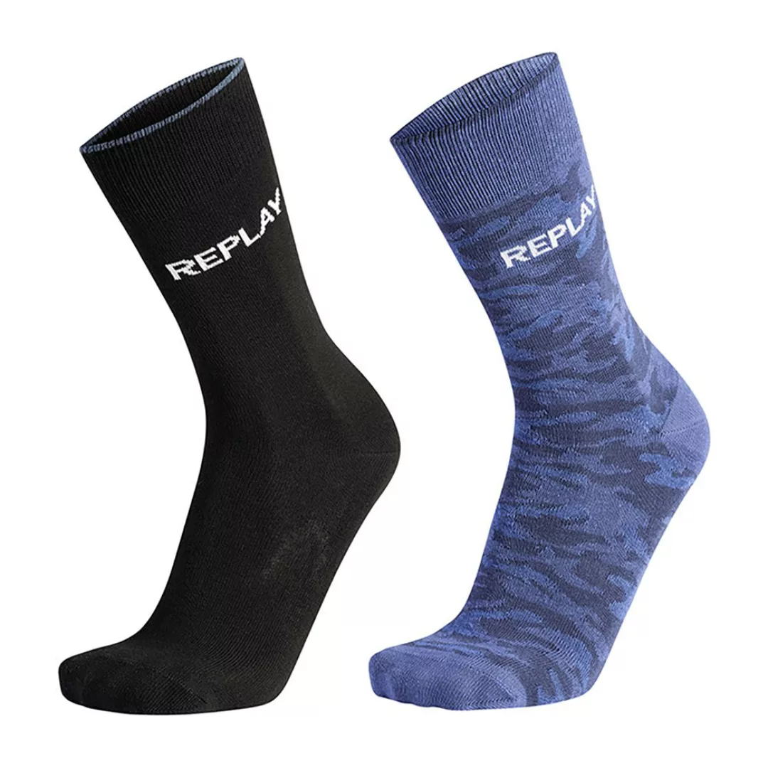 Replay Casual Socken 2 Paare EU 39-42 Black / Camouflage Blue günstig online kaufen