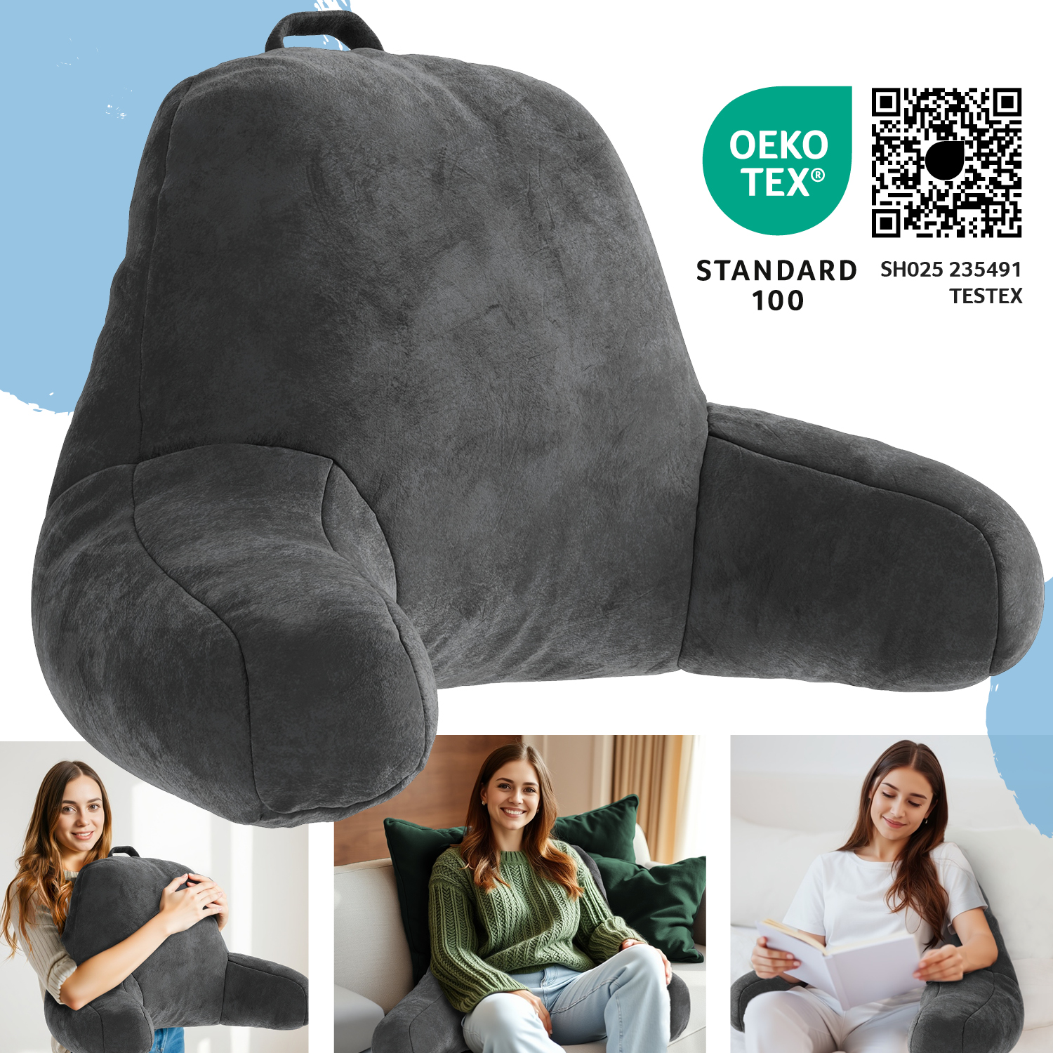 ELONEO Rückenkissen mit Armlehnen für Bett günstig online kaufen