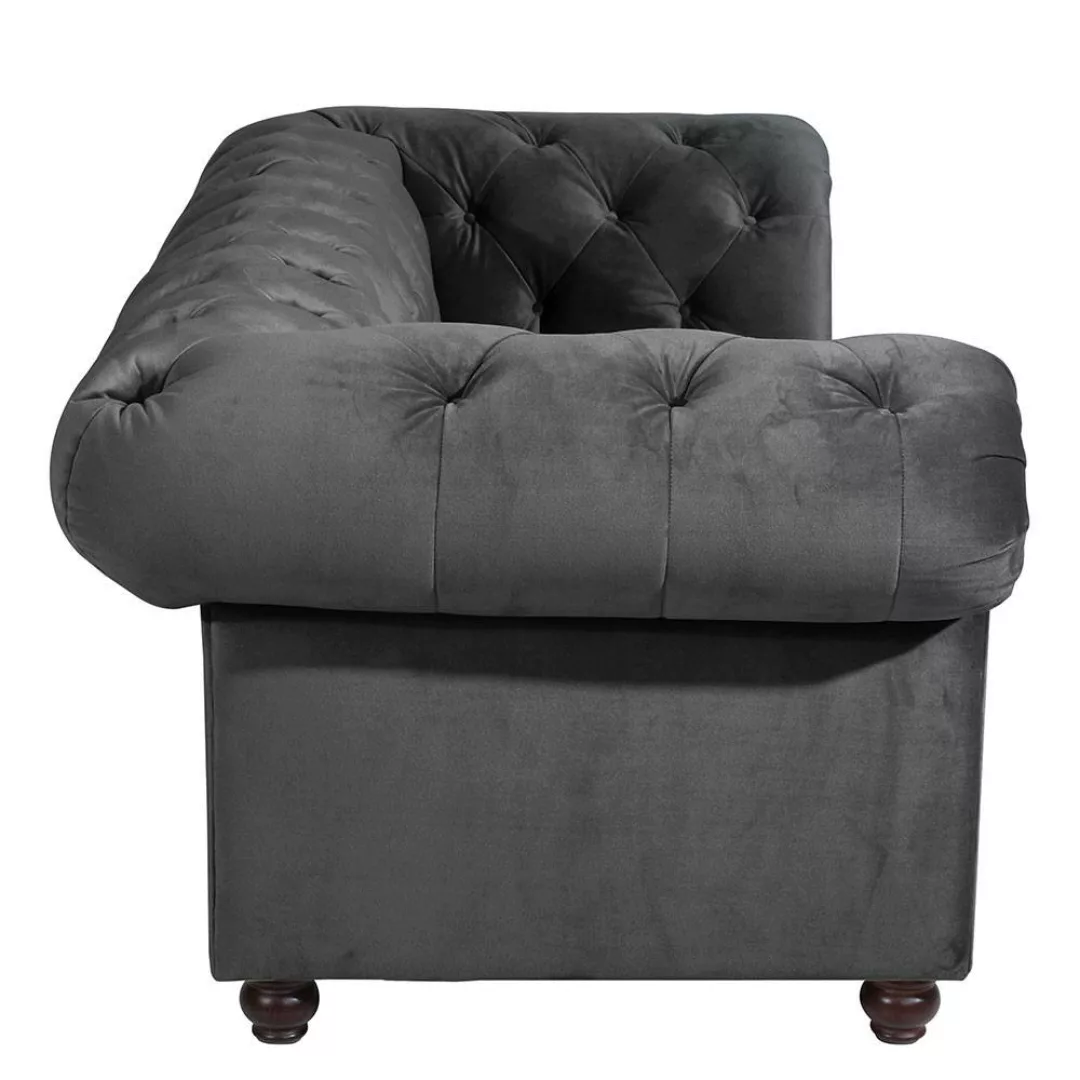 Sofa Anthrazit Chesterfield aus Samtvelours 216 cm breit günstig online kaufen