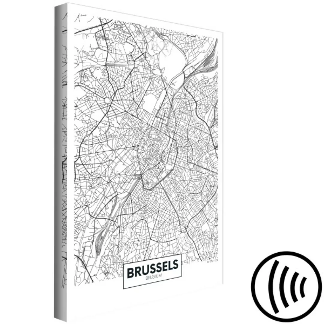 Wandbild Straßen von Brüssel - lineare SW-Stadtkarte der belgischen Stadt X günstig online kaufen