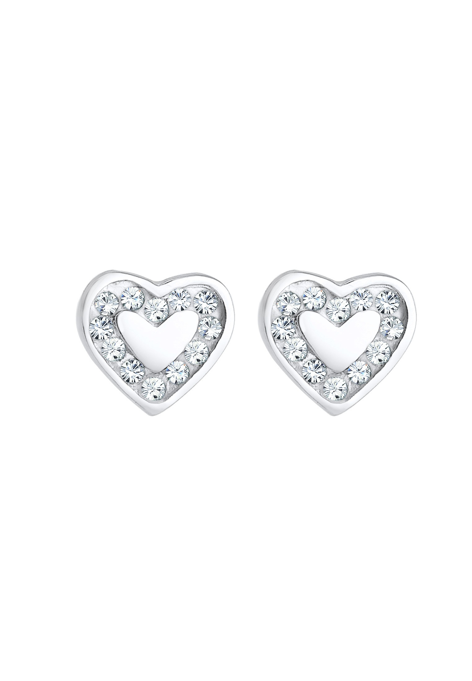 Elli Paar Ohrstecker "Ohrstecker Herz Glas Kristalle Weiß 925 Sterling Silb günstig online kaufen