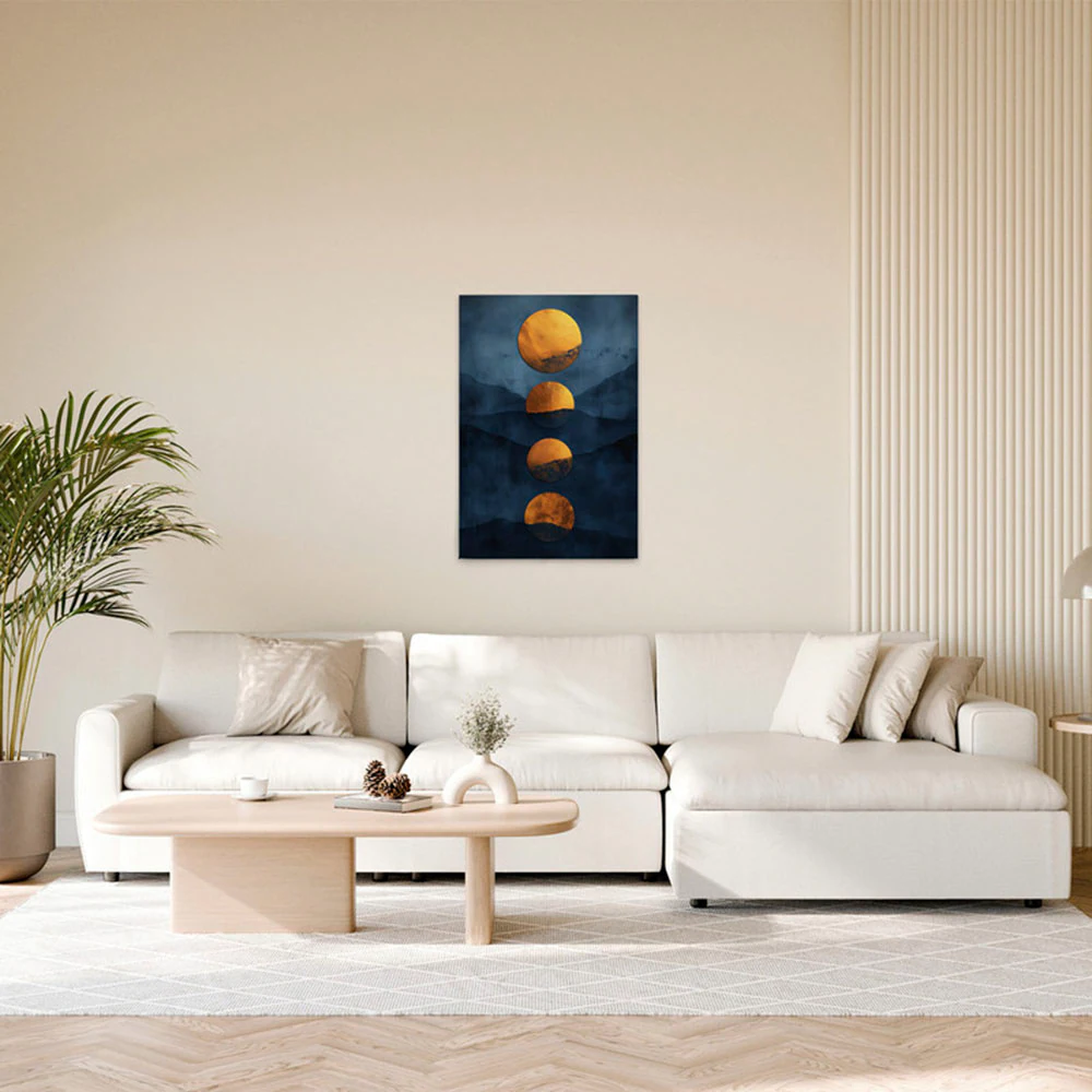 A.S. Création Leinwandbild "Indigo Sunset - Wandbild Blau Gold Keilrahmen K günstig online kaufen