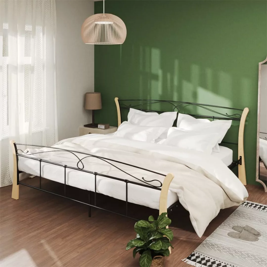 vidaXL Bettgestell Bett Schwarz Metall 200x200 cm Doppelbett Bett Bettrahme günstig online kaufen