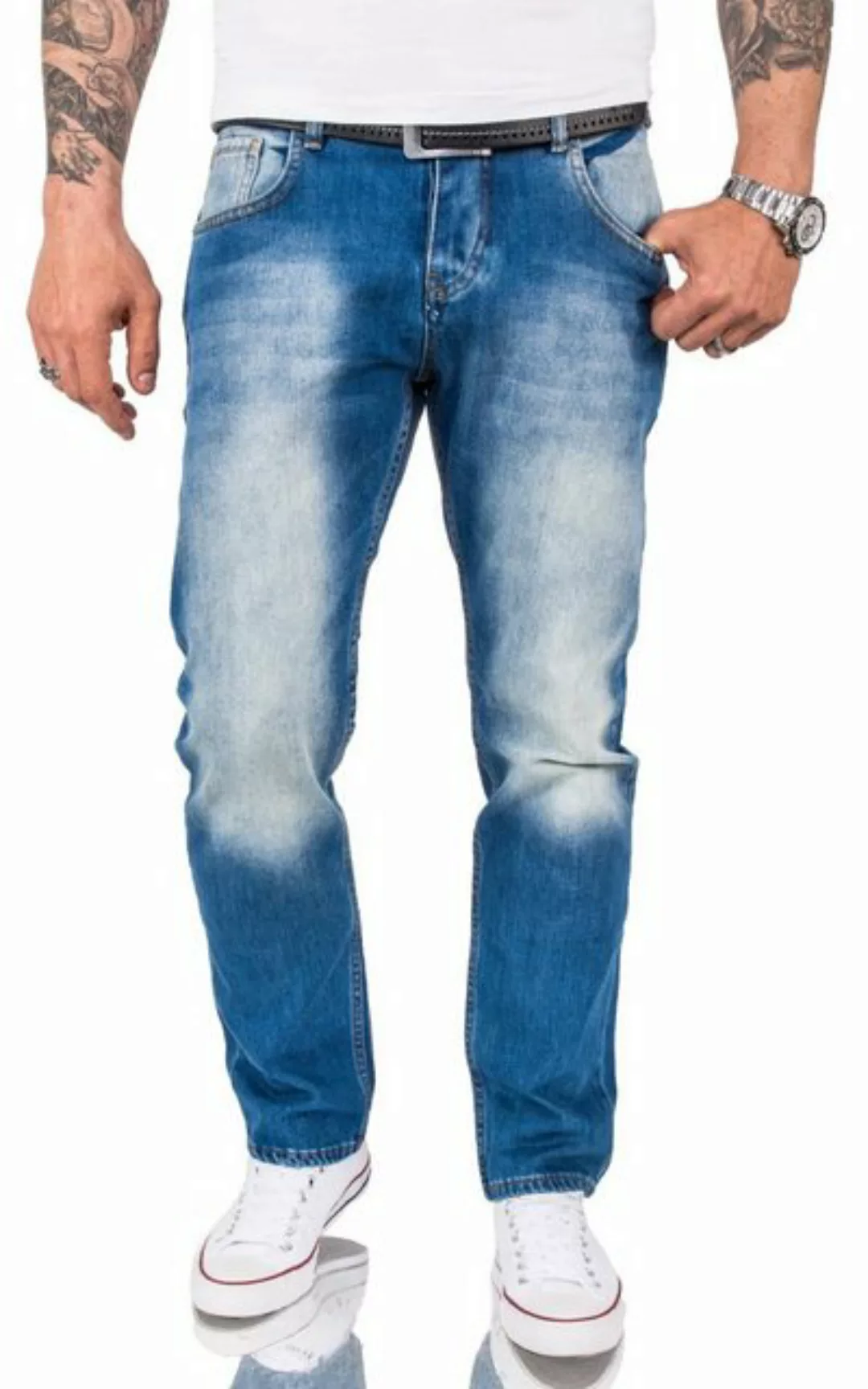Rock Creek Straight-Jeans Herren Jeans Stonewashed Hellblau RC-3119 günstig online kaufen