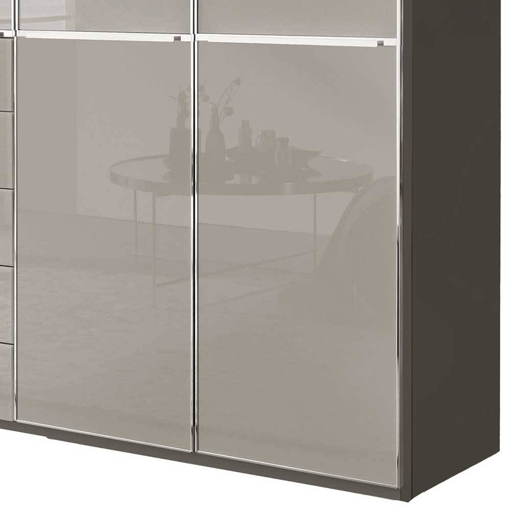 Schlafzimmerschrank XL Kleiderschrank Front glasbeschichtet mit fünf Schubl günstig online kaufen