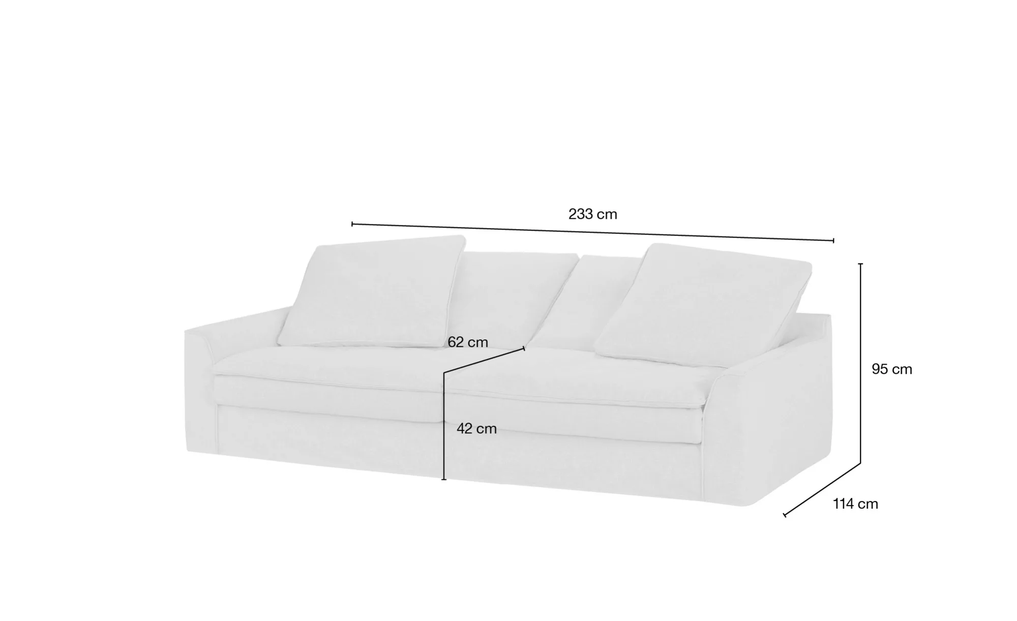 SOHO Sofa 3-sitzig  Sarvika ¦ grau ¦ Maße (cm): B: 233 H: 95 T: 114 Polster günstig online kaufen