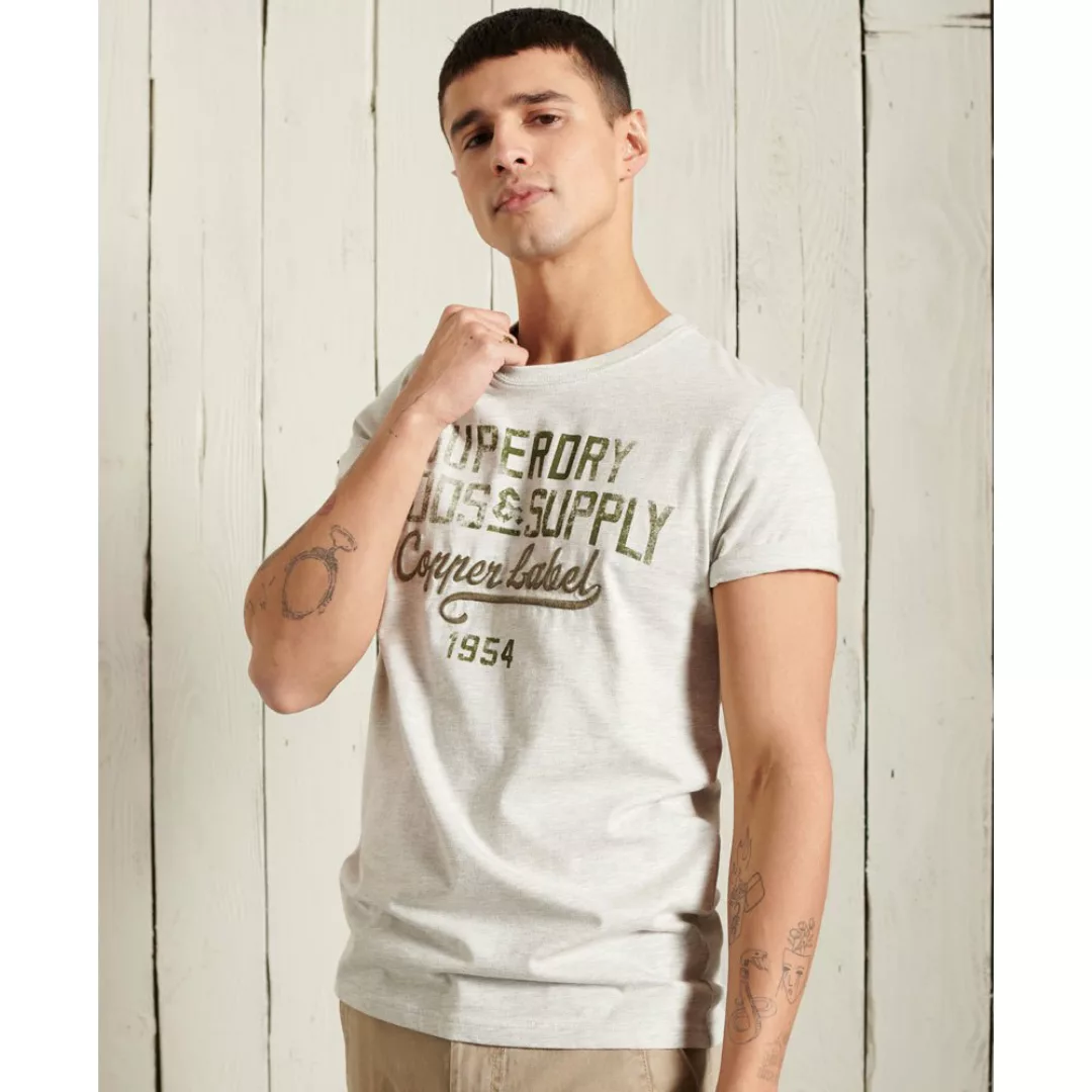Superdry Workwear Graphic 185 Kurzarm T-shirt M Off White Marl günstig online kaufen