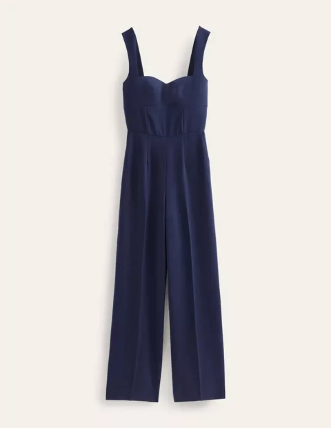 Jumpsuit mit Herzausschnitt und weitem Bein Damen Boden, Marineblau günstig online kaufen