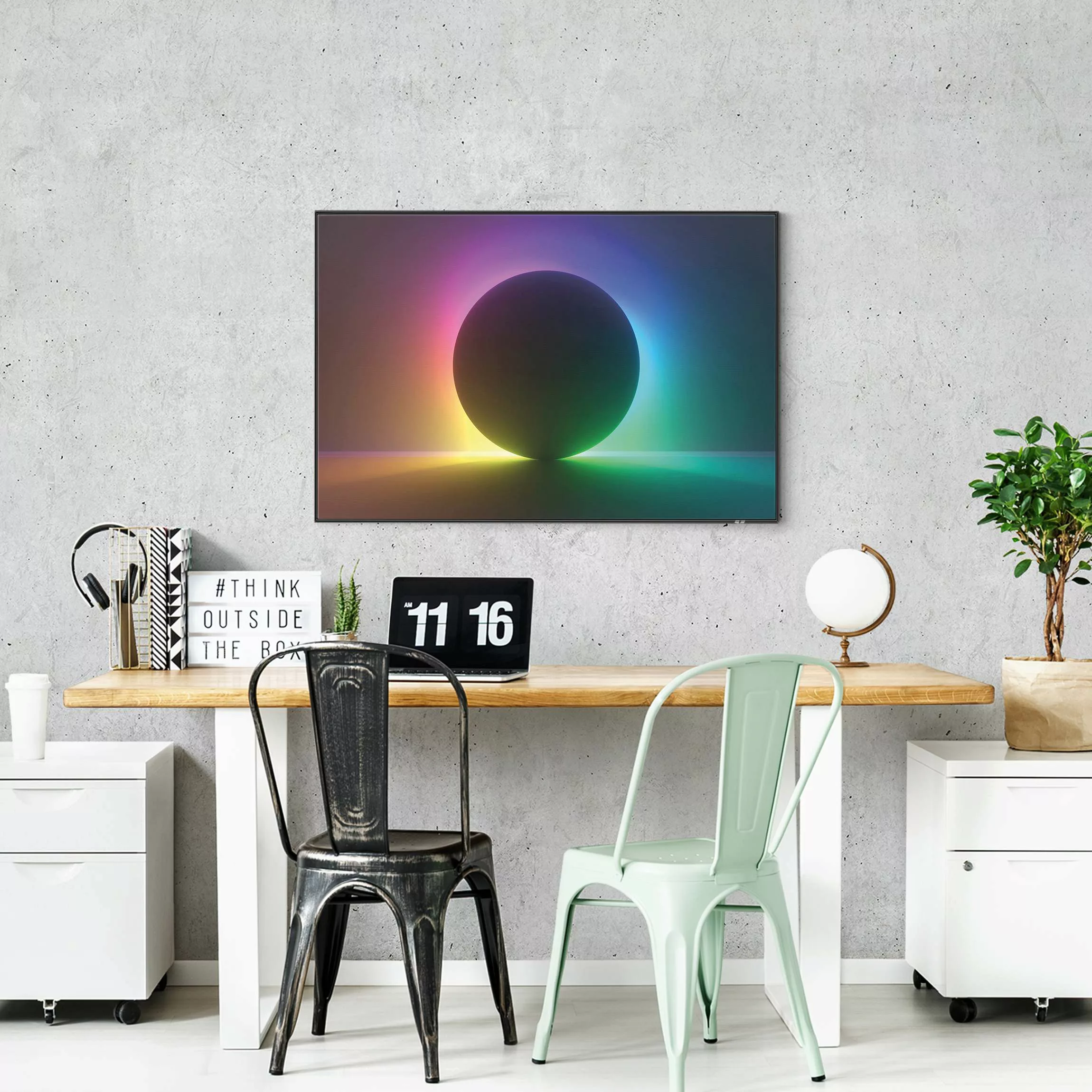 Wechselbild Schwarzer Kreis mit Neonlicht günstig online kaufen