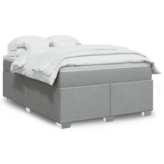 vidaXL Boxspringbett, Boxspringbett mit Matratze Hellgrau 140x190 cm Stoff günstig online kaufen