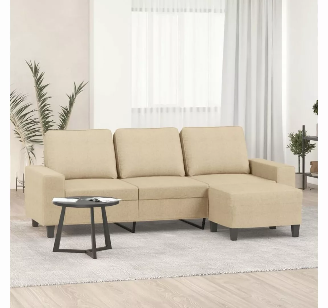 vidaXL Sofa 3-Sitzer-Sofa mit Hocker 180 cm Stoff, Schwarz günstig online kaufen