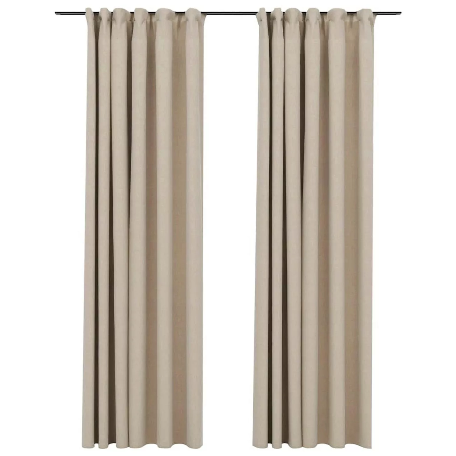 vidaXL Verdunkelungsvorhänge Haken Leinenoptik 2 Stk Beige 140x245 cm günstig online kaufen
