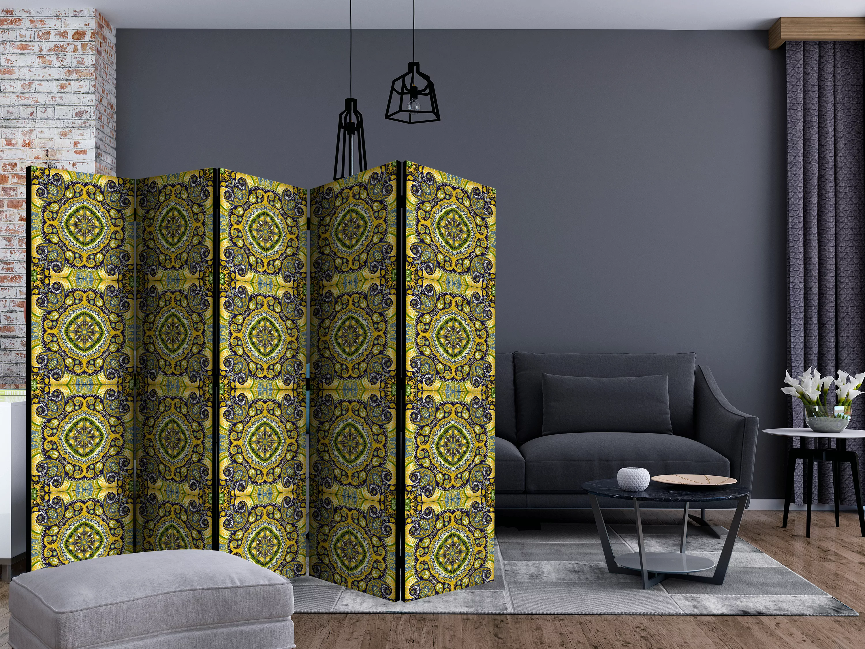 5-teiliges Paravent - Malachite Mosaic Ii [room Dividers] günstig online kaufen