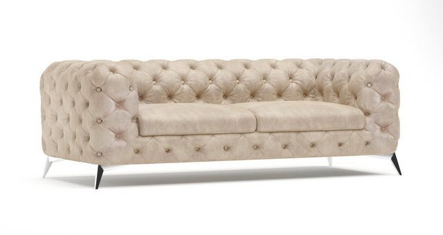 S-Style Möbel Chesterfield-Sofa 3-Sitzer Wanja mit Silber Metall Füßen, 3-S günstig online kaufen