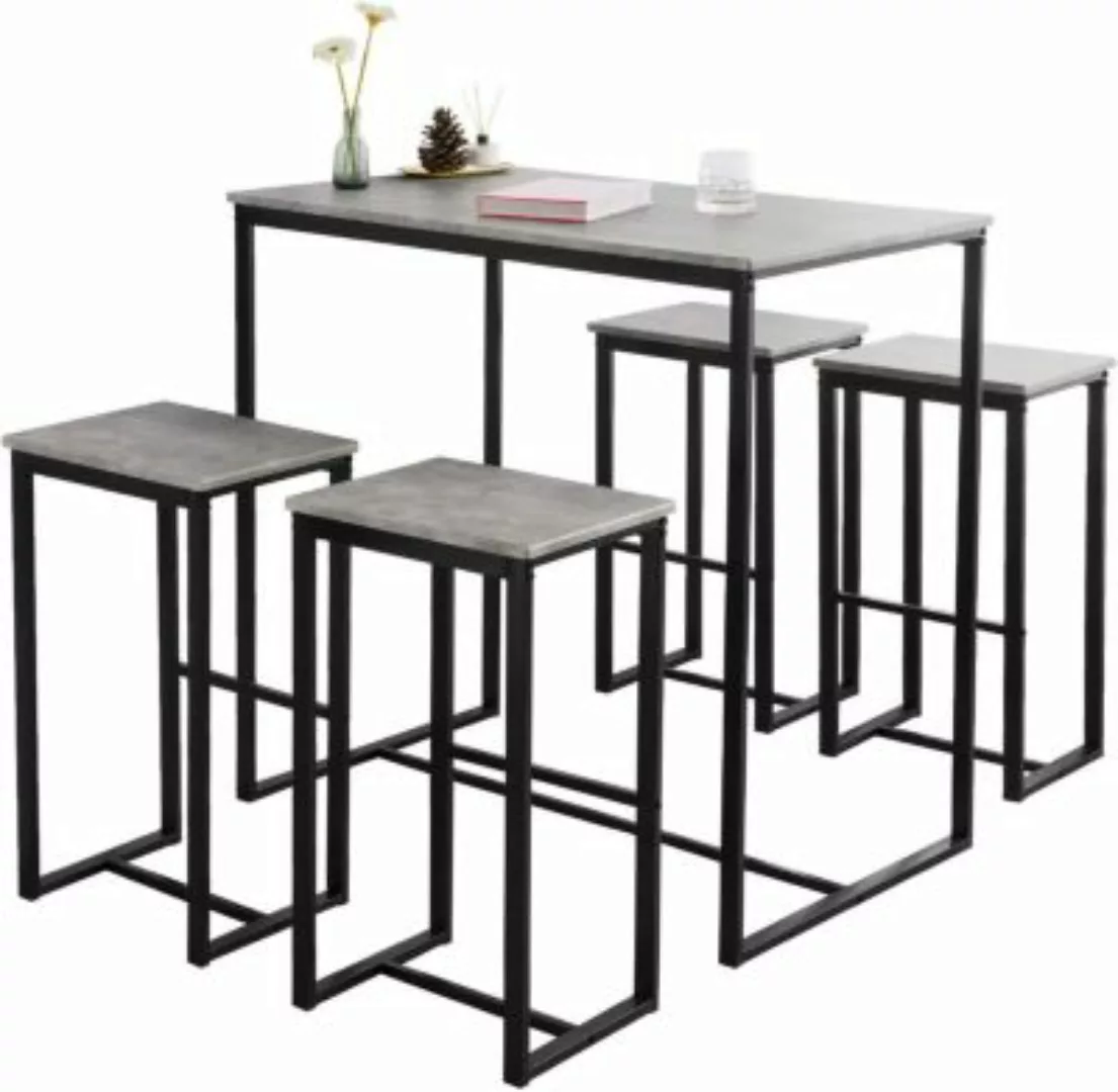 SoBuy® 5-teilig Bartisch mit Stühlen Esstisch Stehtisch Bistrotisch mit 4 B günstig online kaufen