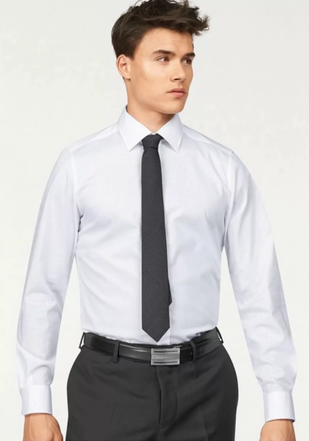 Bruno Banani Langarmhemd Slim-fit Formbeständig durch Elastananteil günstig online kaufen