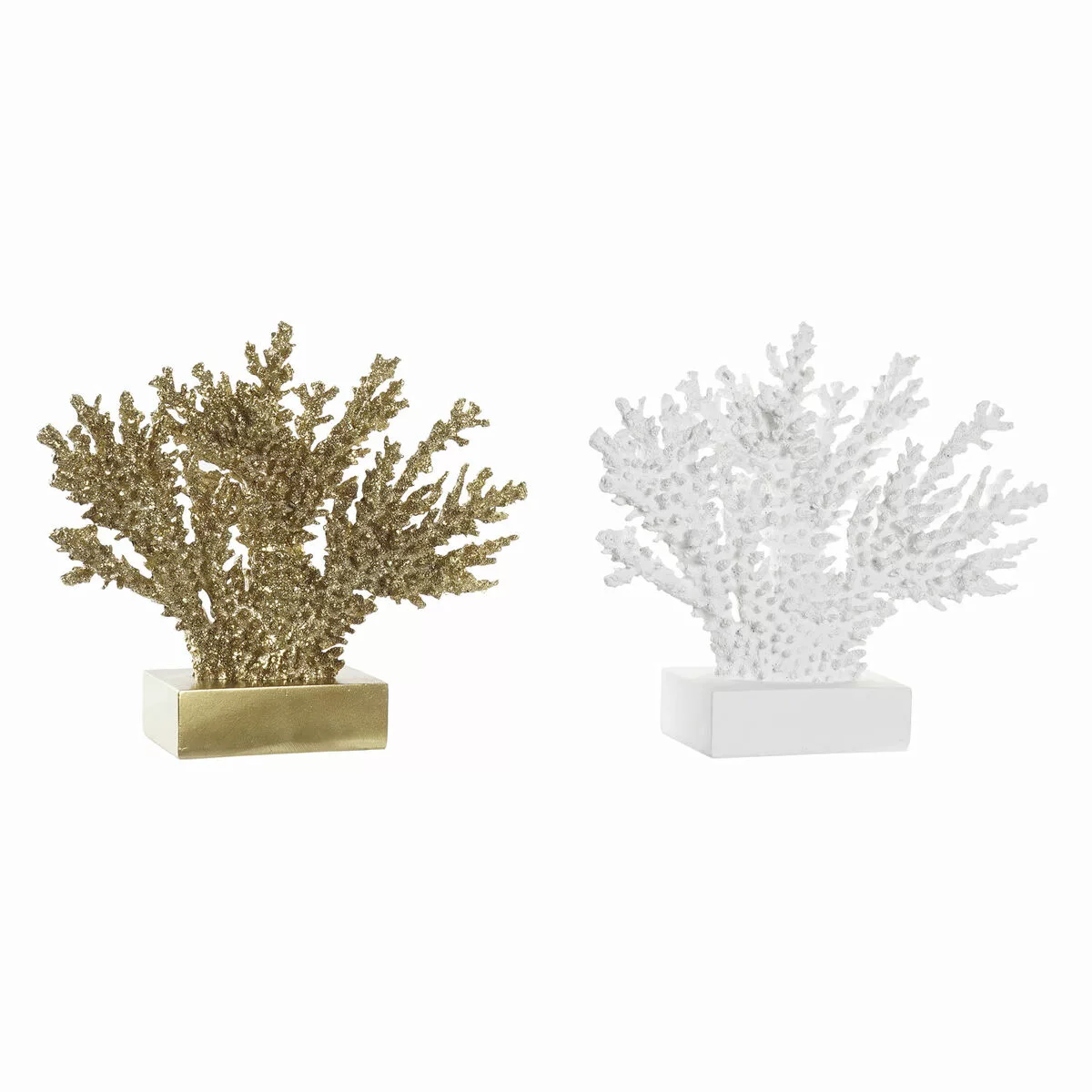 Deko-figur Dkd Home Decor Golden Koralle Weiß Harz Mediterraner (34 X 10 X günstig online kaufen