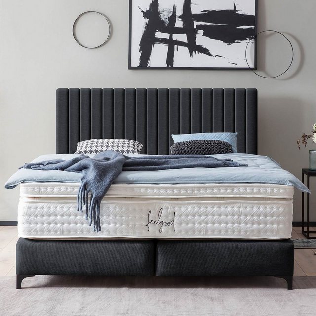 BettCo Boxspringbett Paris (in Schwarz Webstoff), Pfeifensteppung, Topper o günstig online kaufen