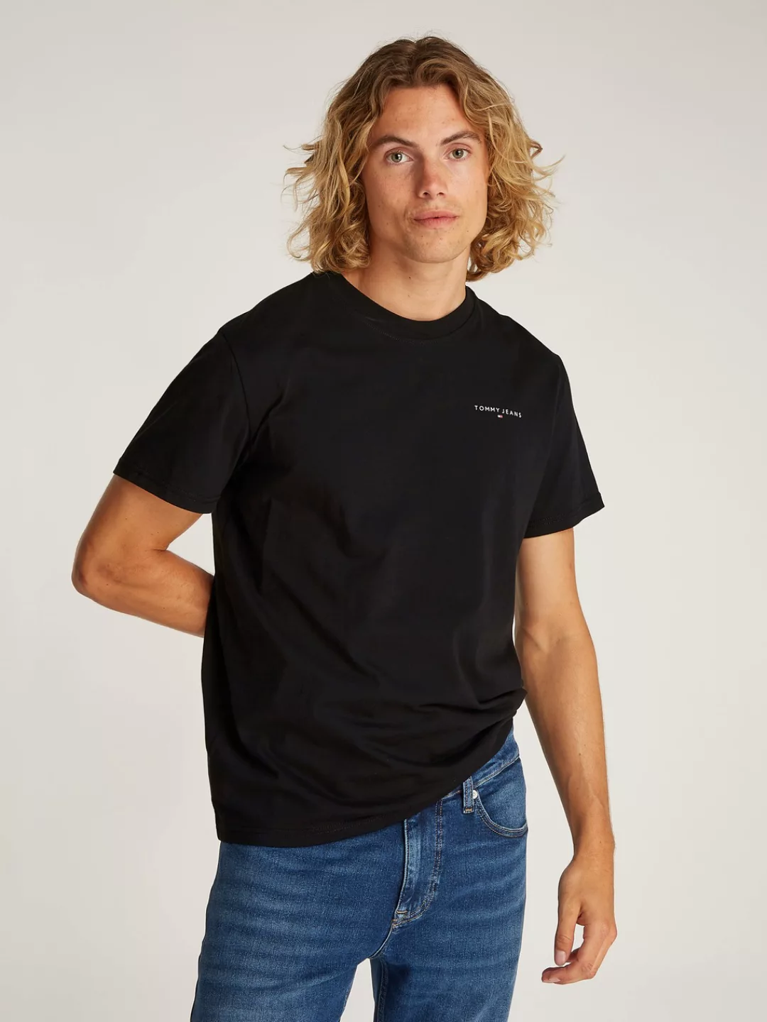 Tommy Jeans Plus Rundhalsshirt "TJM SLIM LINEAR CHEST SS TEE EXT", in Große günstig online kaufen