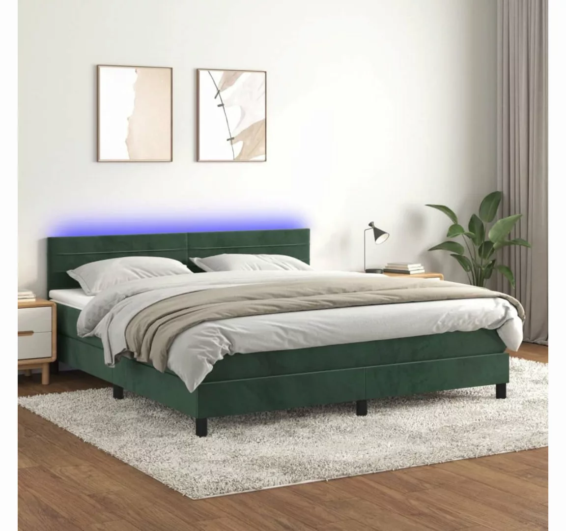 vidaXL Boxspringbett Bett Boxspringbett mit Matratze & LED Samt (160 x 200 günstig online kaufen