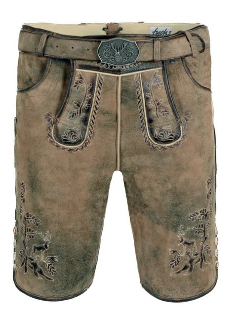 FUCHS Trachtenlederhose Lederhose kurz Jan wallnuss (2-tlg) inkl. Gürtel günstig online kaufen