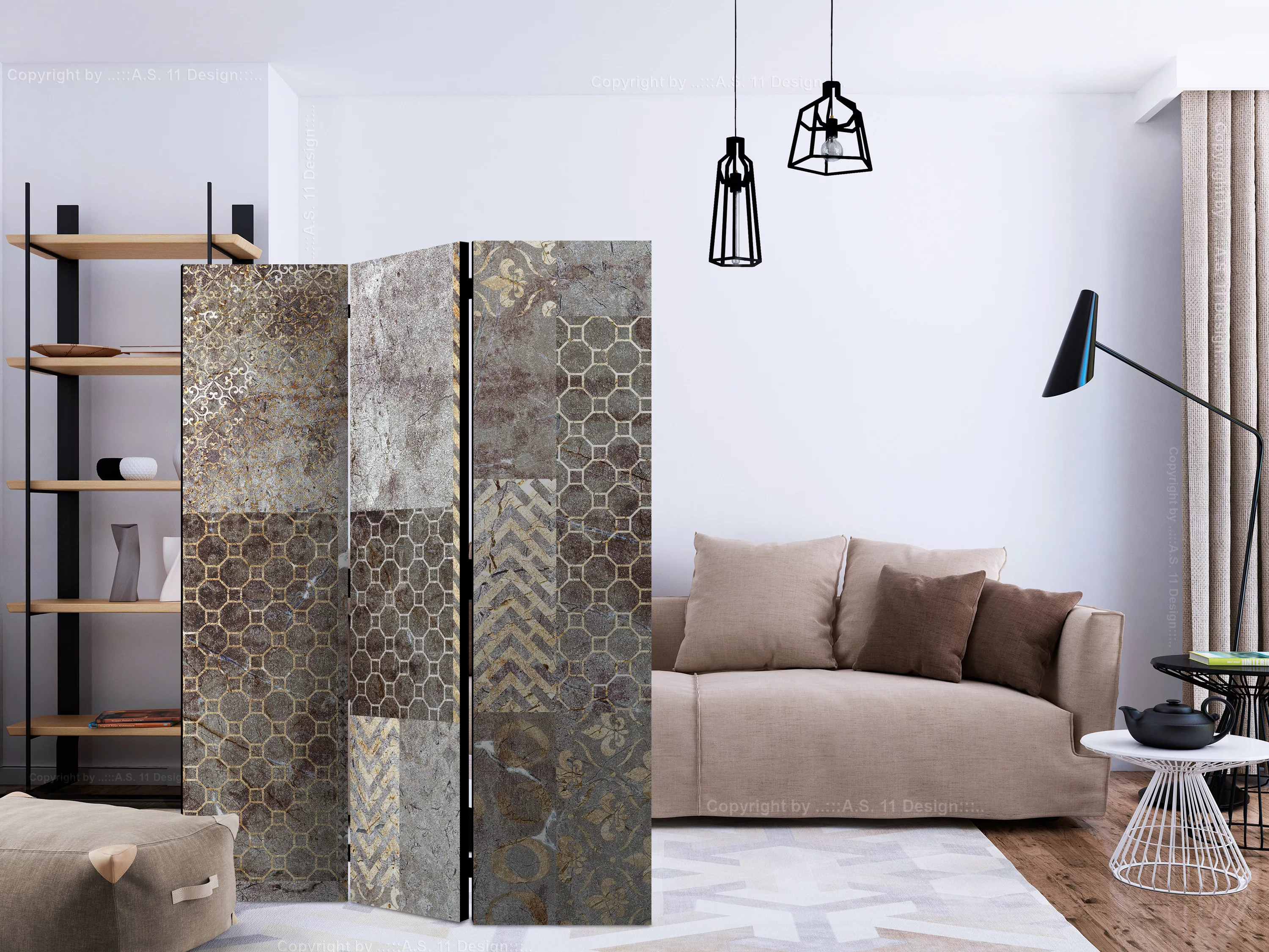 3-teiliges Paravent - Geometric Textures [room Dividers] günstig online kaufen