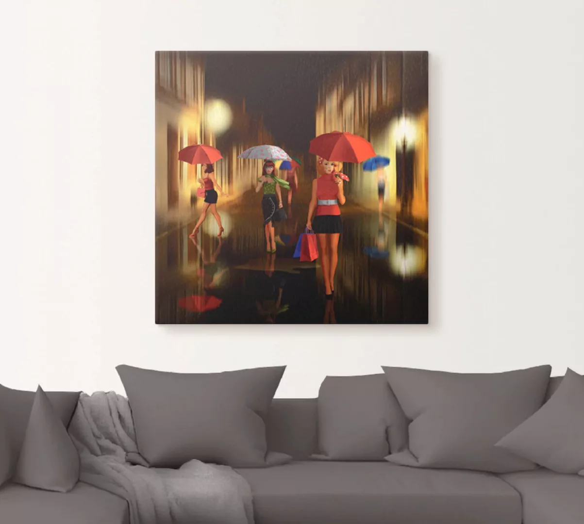 Artland Wandbild »Frauen beim Einkaufen im Regen«, Frau, (1 St.), als Alubi günstig online kaufen