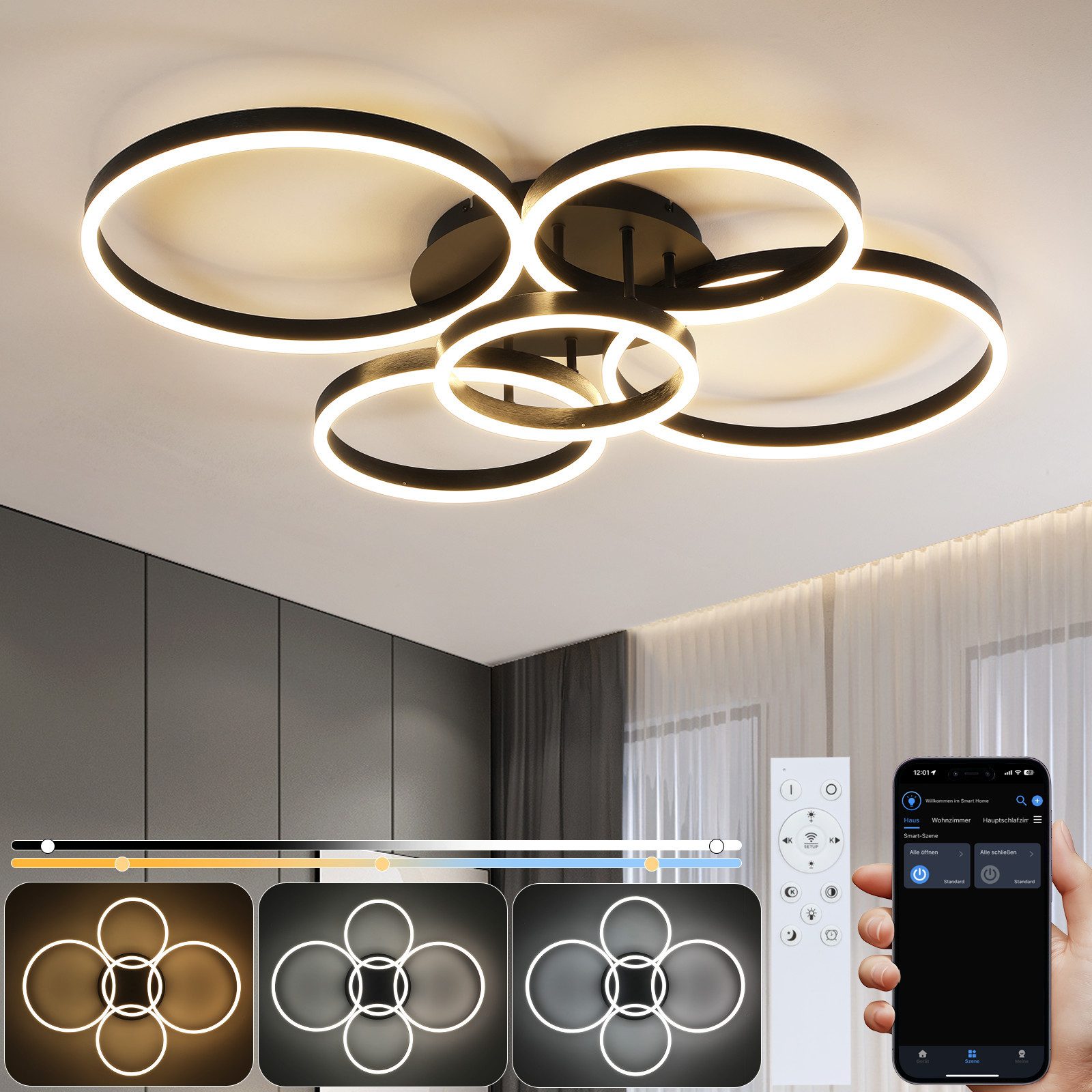 Nettlife LED Deckenleuchte Gold Dimmbar 2 günstig online kaufen