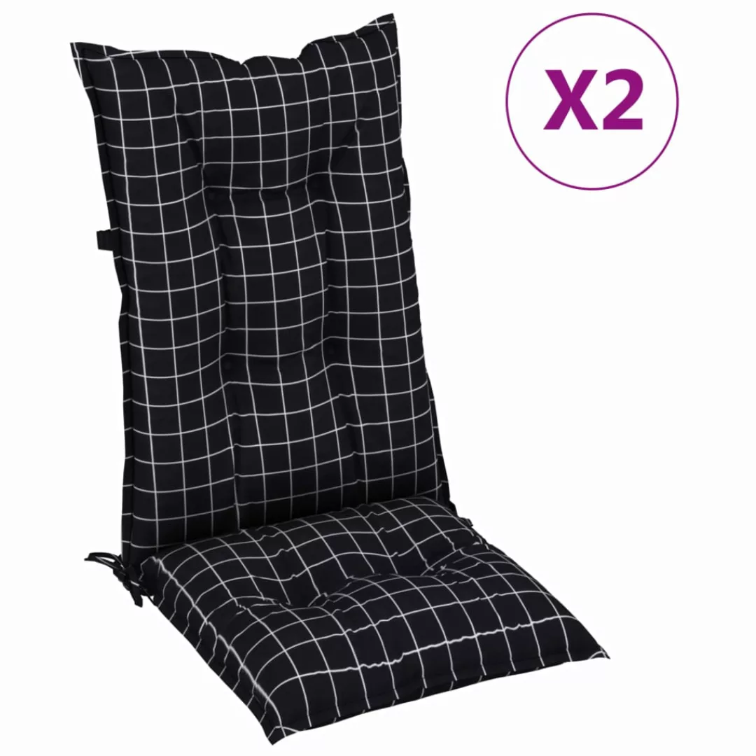 Vidaxl Stuhlauflagen 2 Stk. Schwarz Karomuster 120x50x7 Cm Stoff günstig online kaufen