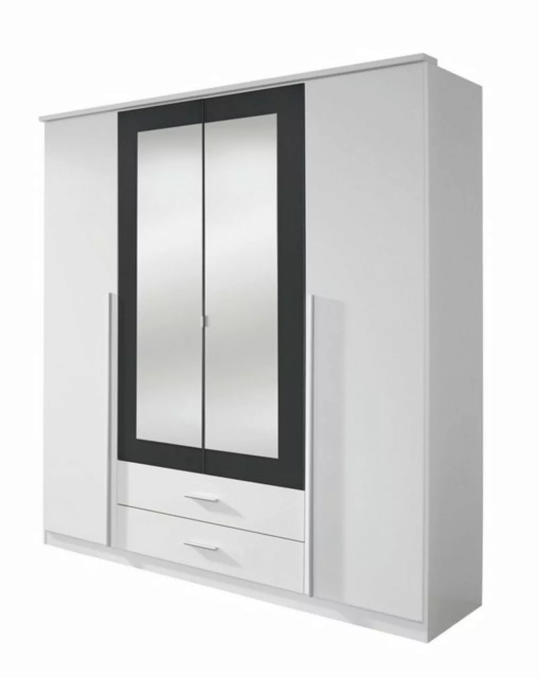 Kindermöbel 24 Spiegelschrank Basti weiß - grau-metallic 4 Türen günstig online kaufen