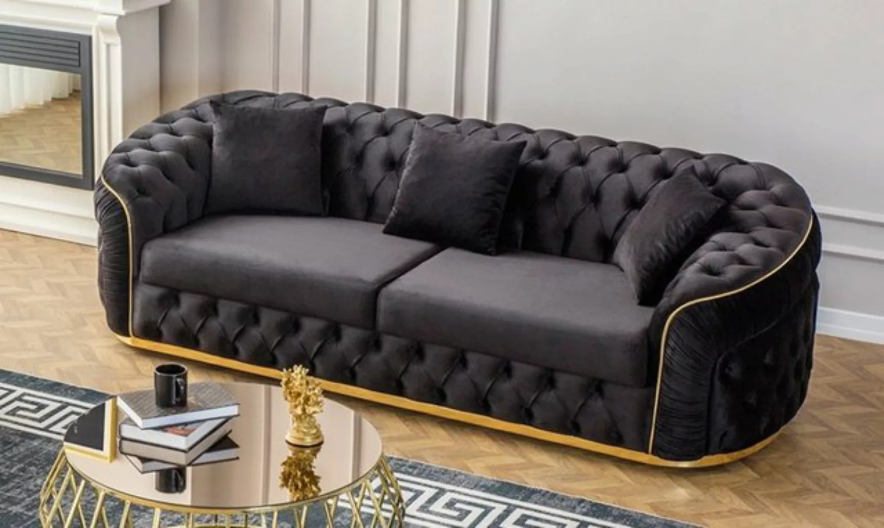 Möbel-Lux Sofa Elite, 3-Sitzer, Chesterfield, Goldverzierung günstig online kaufen