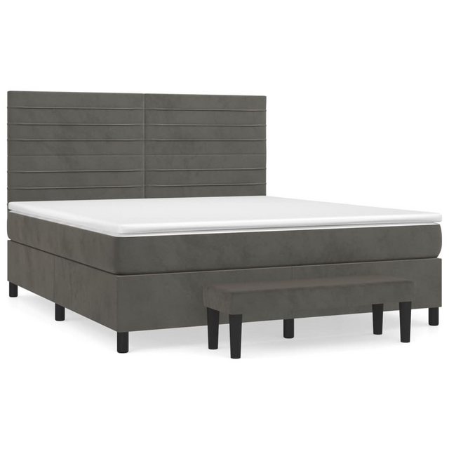 vidaXL Boxspringbett Boxspringbett mit Matratze und Fusshocker Samt (180 x günstig online kaufen