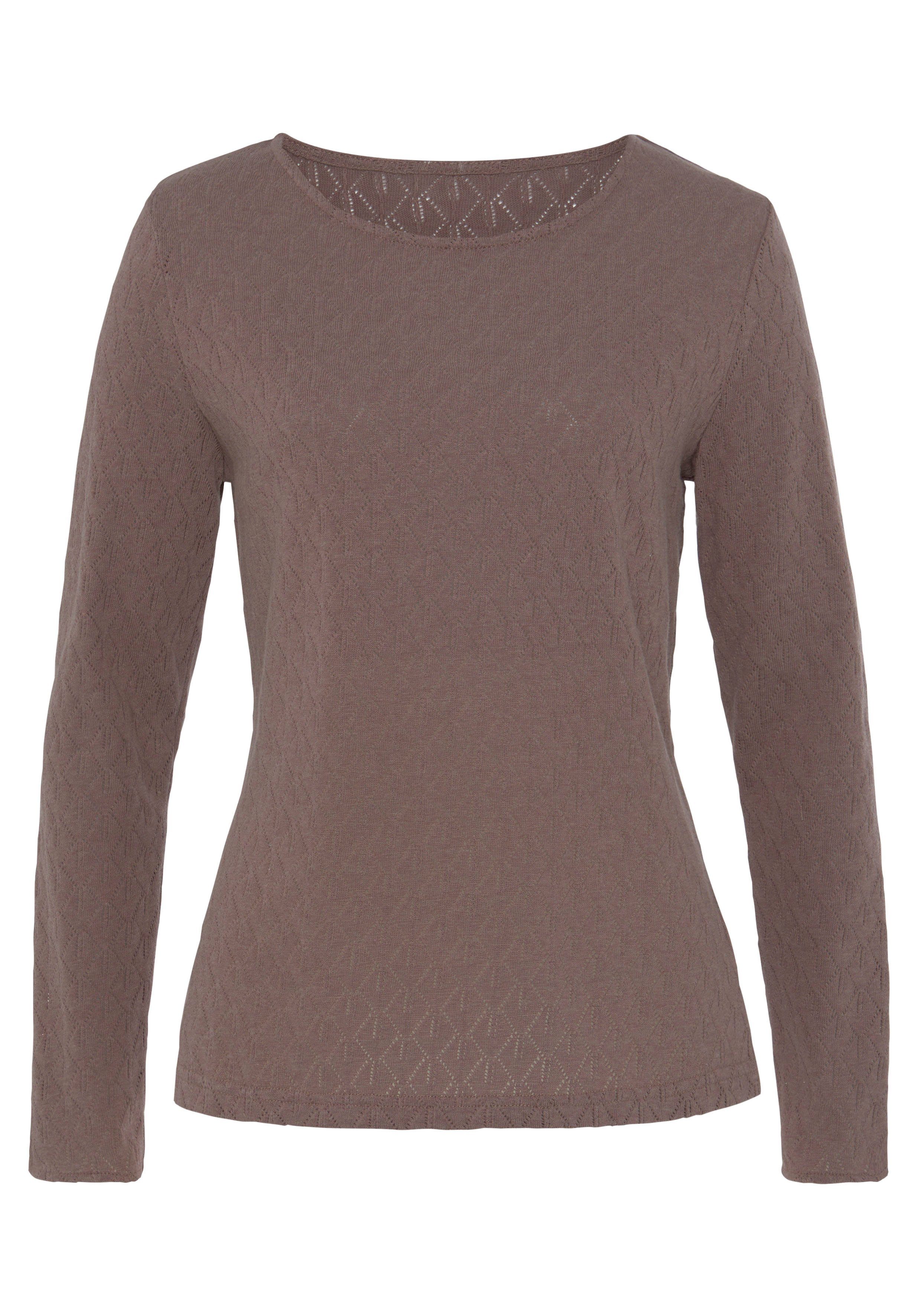 Vivance Langarmshirt mit modischem Ajour-Muster aus günstig online kaufen