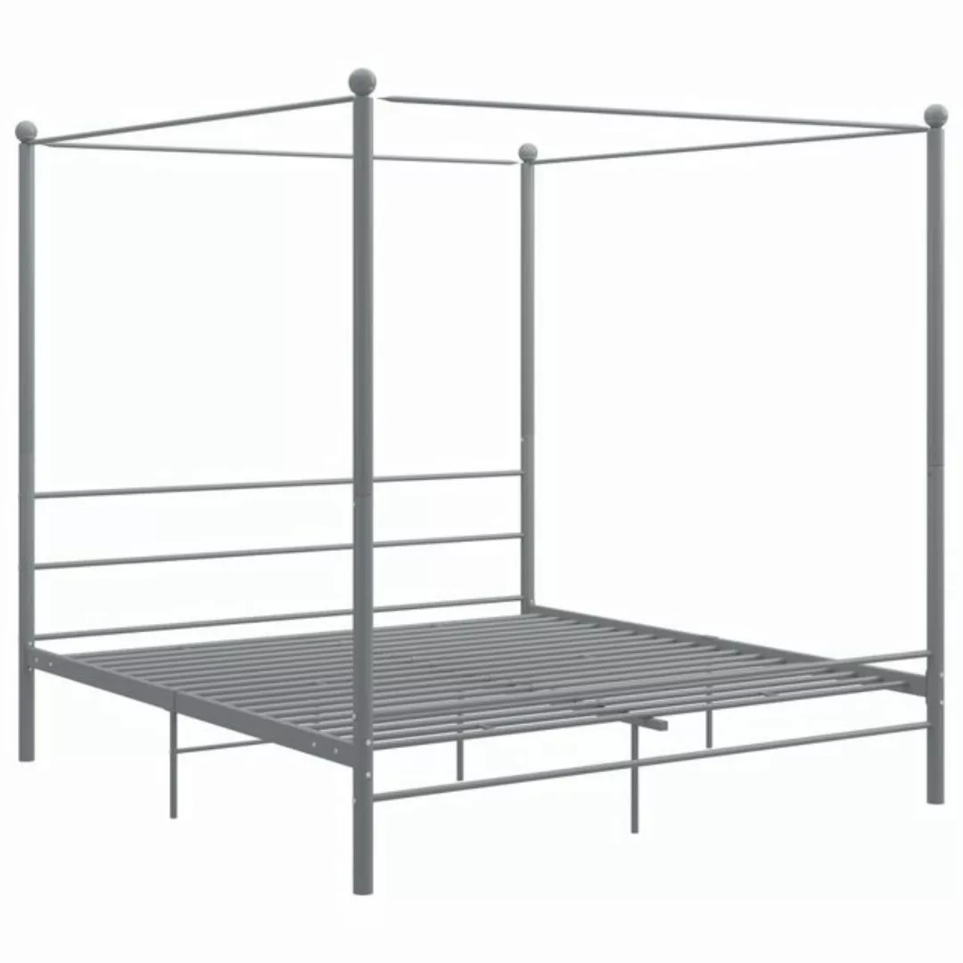 furnicato Bettgestell Himmelbett Grau Metall 180x200 cm (1-tlg) günstig online kaufen