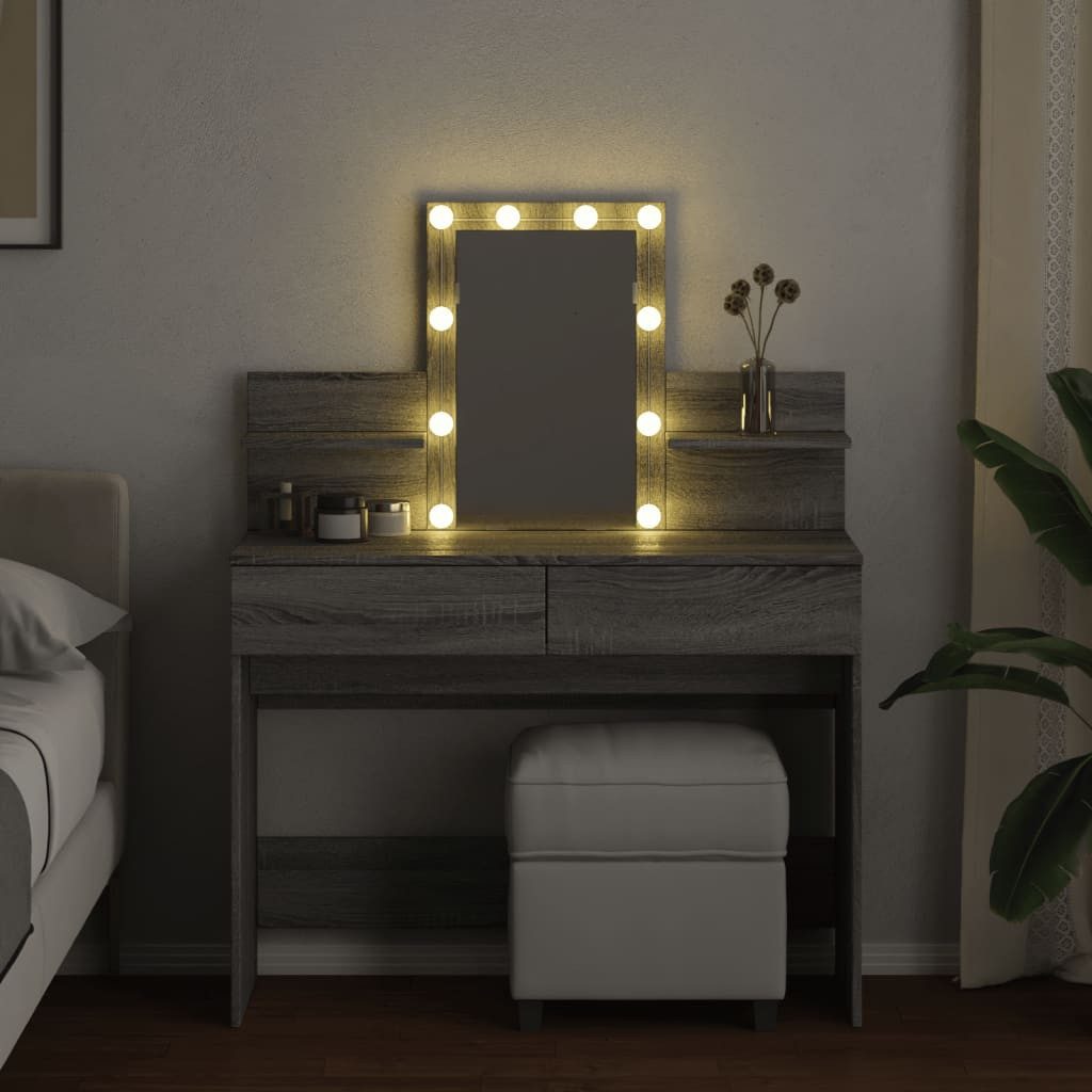 vidaXL Schminktisch Schminktisch mit LED-Beleuchtung Grau günstig online kaufen