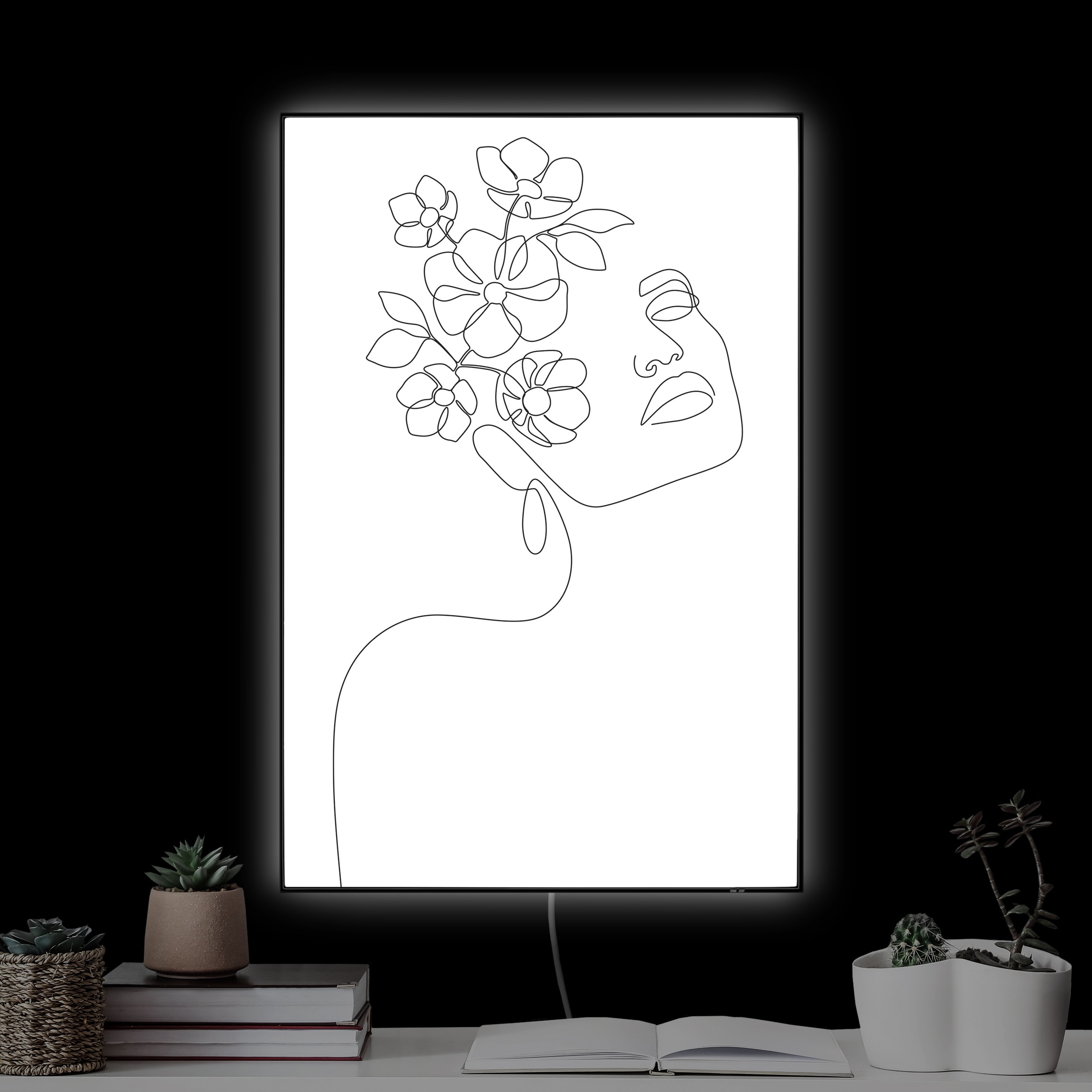 LED-Wechselbild Line Art - Dreamy Girl Blossom günstig online kaufen