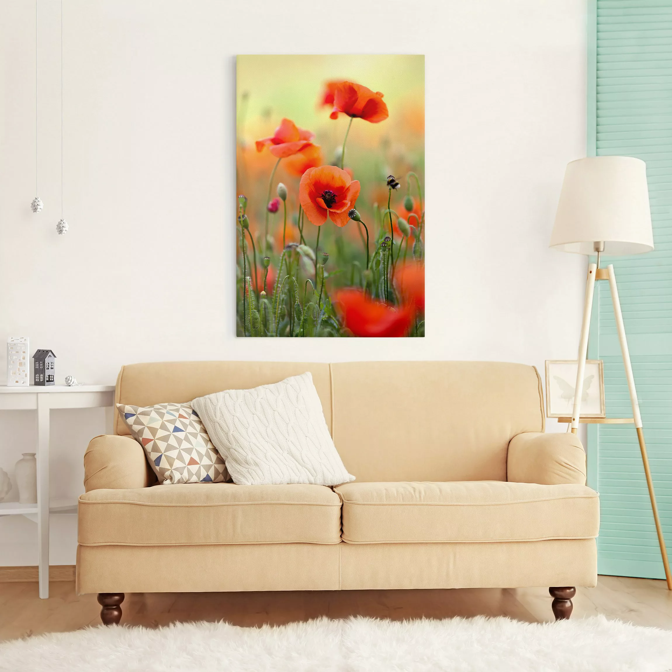 Leinwandbild Blumen - Hochformat Roter Sommermohn günstig online kaufen