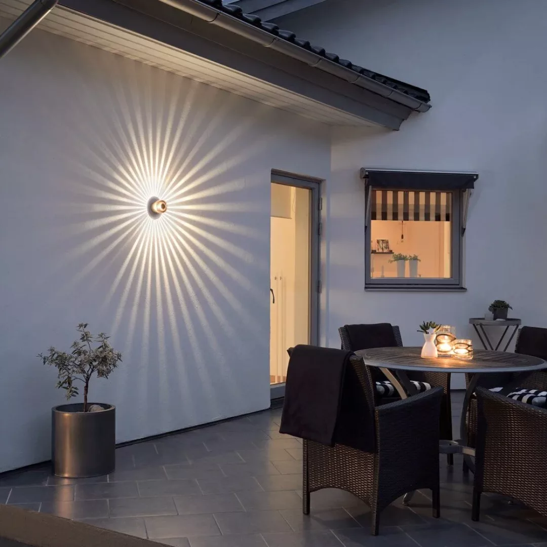 LED-Außenwandlampe Monza Strahlen rund kupfer 9cm günstig online kaufen