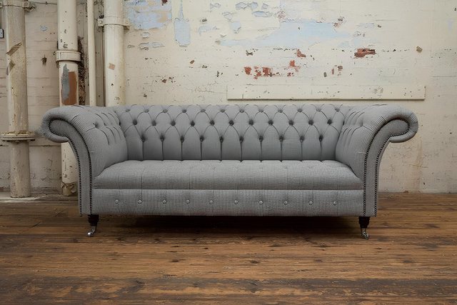 Xlmoebel Sofa Großes Designer-Sofa in Grau aus Stoff und Leder, 3-Sitzer, H günstig online kaufen