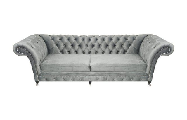 JVmoebel Chesterfield-Sofa Polstermöbel Grau Sofa Zweisitzer Couch Designer günstig online kaufen