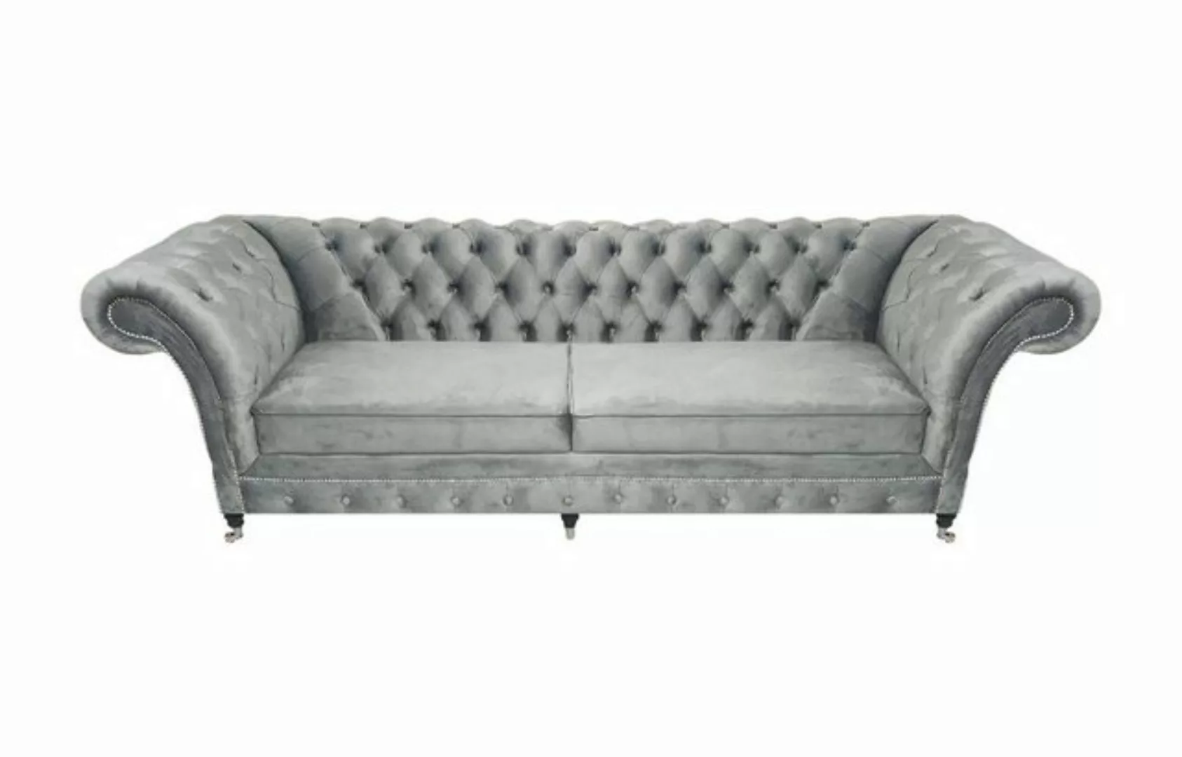 JVmoebel Chesterfield-Sofa Polstermöbel Grau Sofa Zweisitzer Couch Designer günstig online kaufen