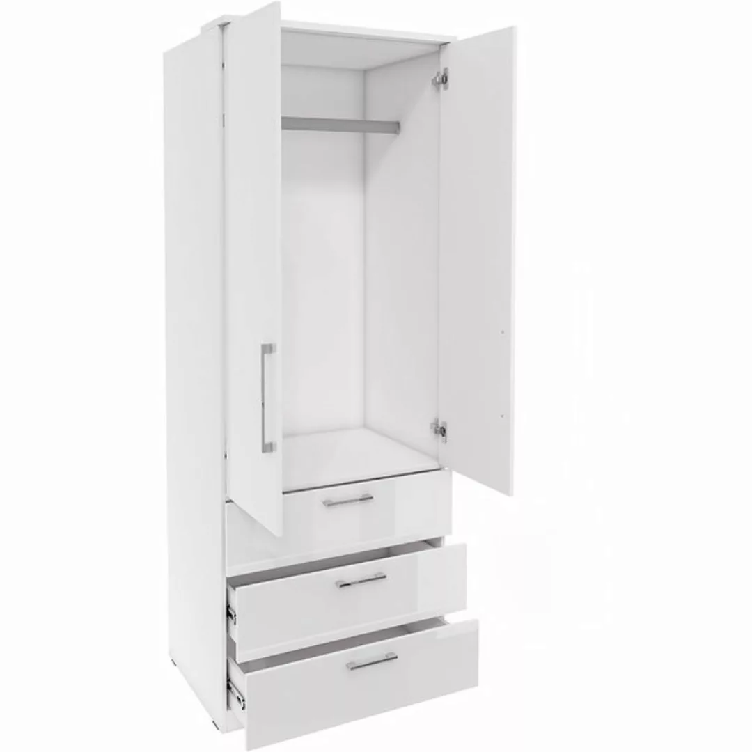 Lomadox Kleiderschrank OLMO-83 weiß mit Fronten in Hochglanz 517/217/63 cm günstig online kaufen