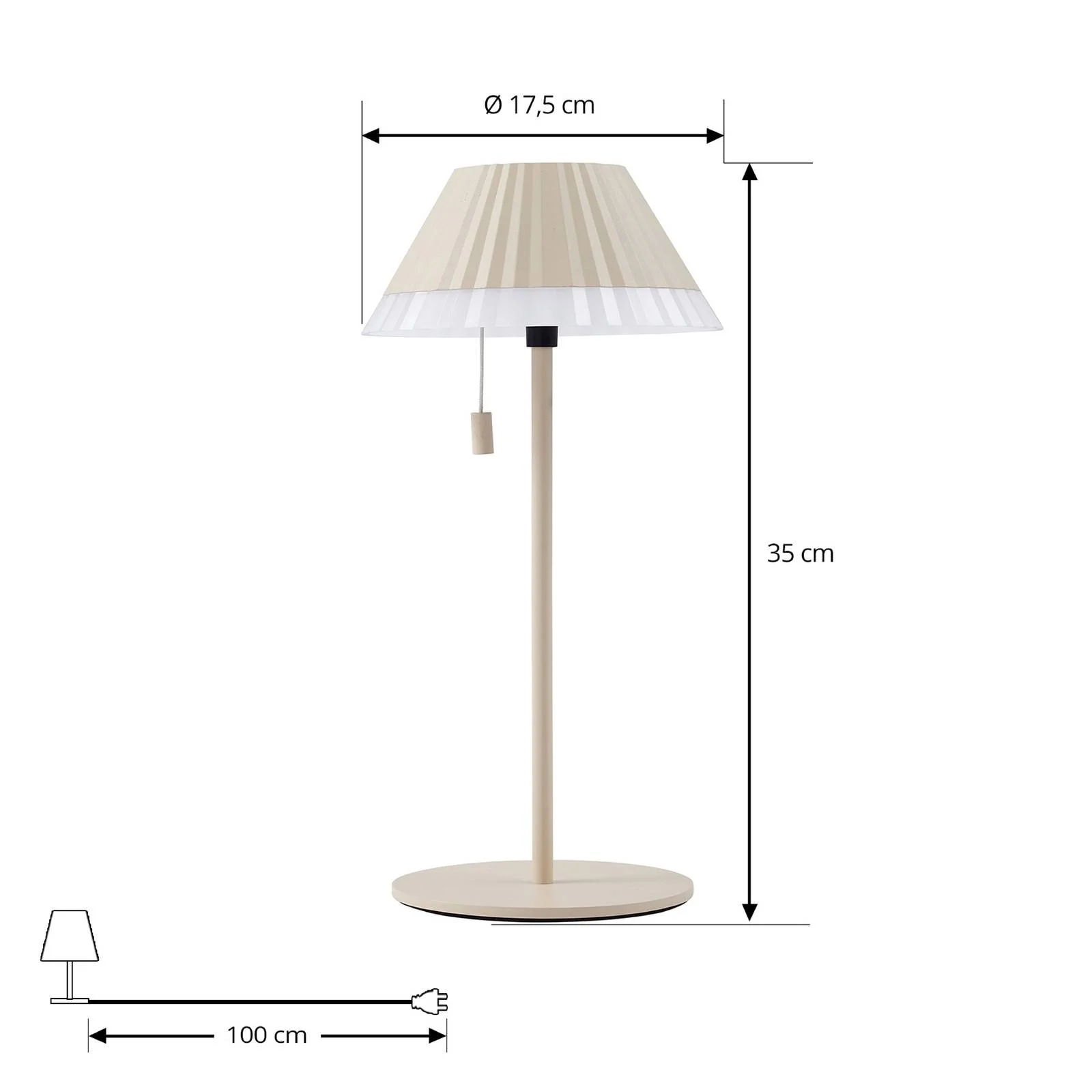 Lindby LED-Akku-Tischleuchte Ilvi, beige, Alu, Ø 17,5 cm günstig online kaufen